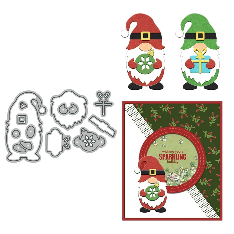 

Cute Christmas Gnome Shaker Cutting Dies DIY Scrapbooking Supplies Metal Dies Knife Mold For Card Making Albums Decor