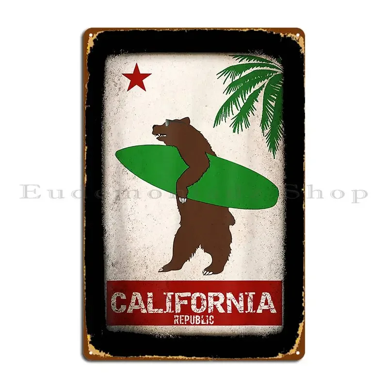 California Republic Surf Design Metal Sign Poster Customized Living Room Wall Cave Cinema Pub Mural Tin Sign Poster