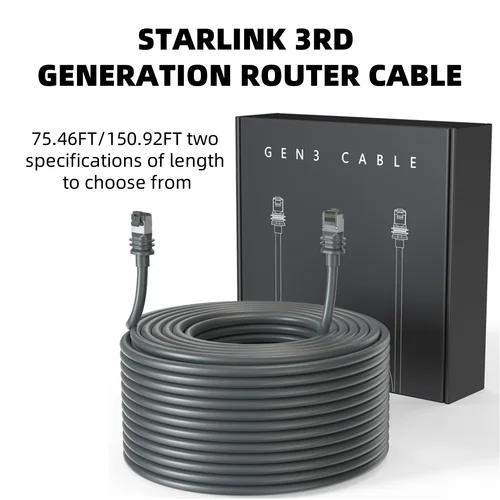 Imagen 1 del producto Para Cable enrutador Starlink de tercera generación, Cable enrutador Gigabit Ethernet RJ45, utilizado para dispositivos Starlink Satellite de tercera generación