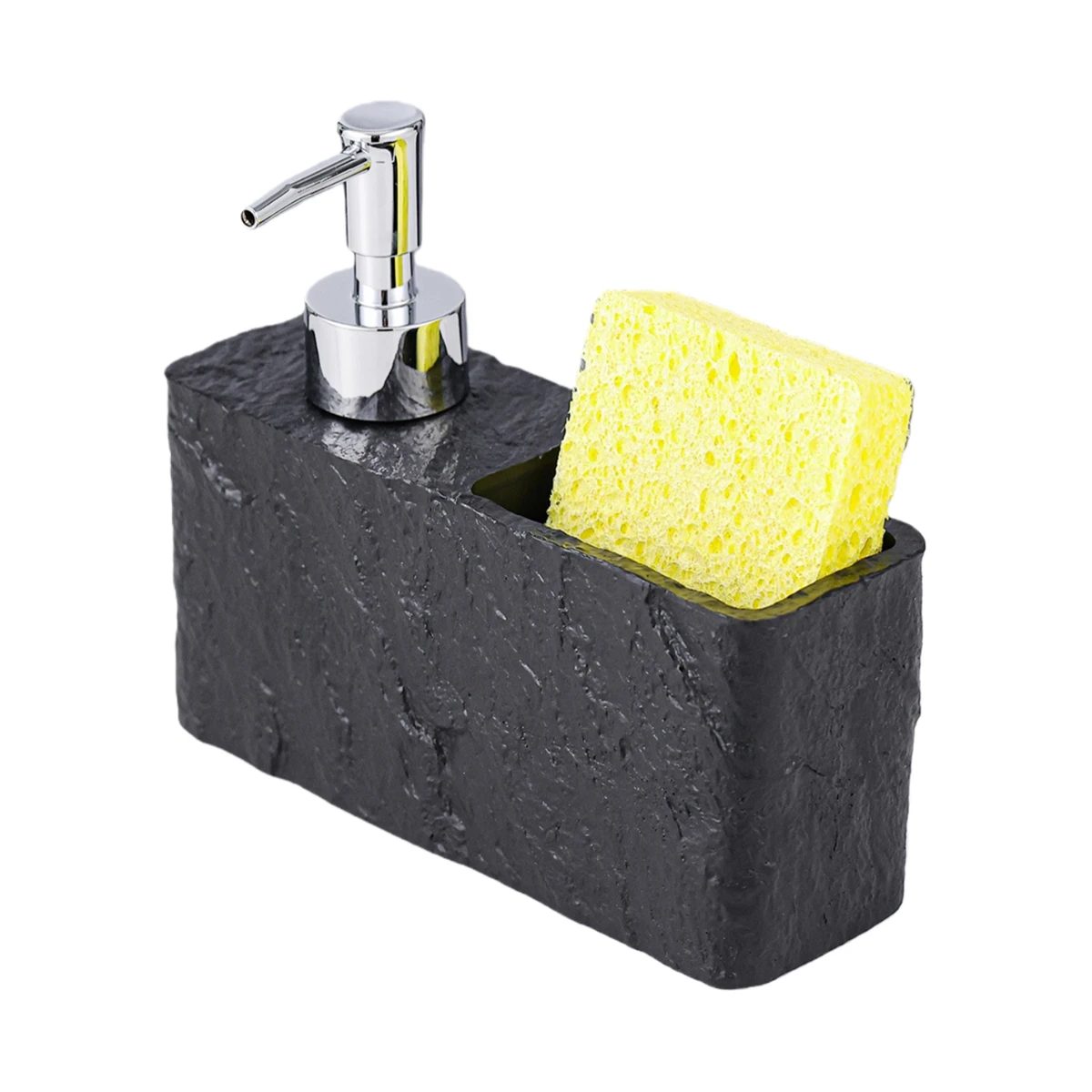 

Bathroom Decor 17x5.5x14.5cm Bathroom Pump Bottle 2 In 1 Soap And Sponge Holder Cleaning Tool Resin Soap Dispenser