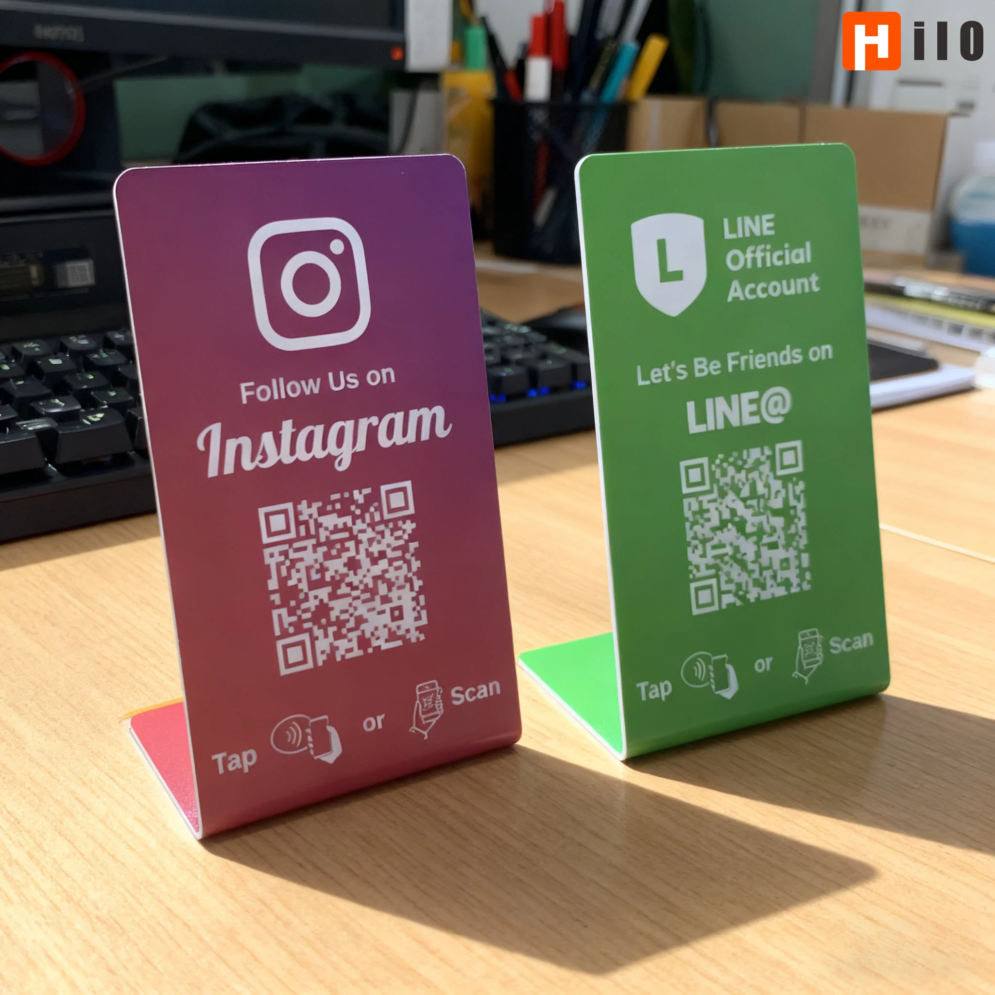 Hilo Programmable NFC215 Google Review Card NFC Station Table 13.56Mhz QR code can be independently set to link Standing Card