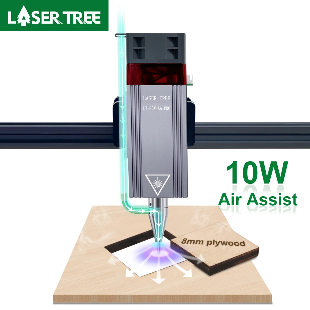 LASER TREE 10W Laser Module with Air Assist 5W Laser Engraving Head 450nm Blue TTL Laser Head for CNC Laser Cutting Machine