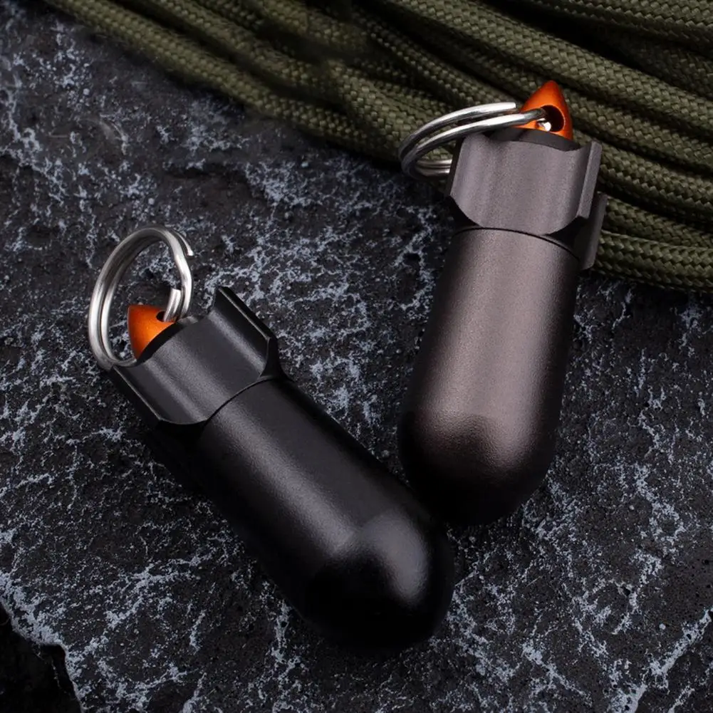 Mini Sealed Jar Easy to Carry Mini Bottle Corrosion-resistant Aluminum Alloy Rocket Shape Keychain Pill Box Store Pills