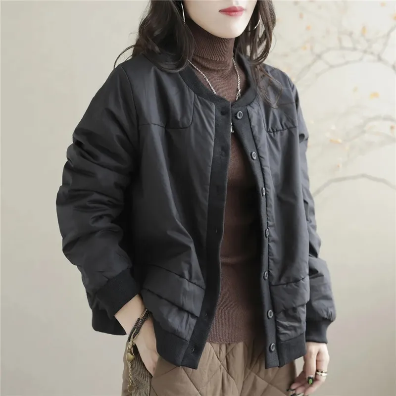Fashion Autumn Winter Cotton Padded Clothes Women's Lightweight Warm Cotton Coat Korean Style Loose Casual Jacket Female Tops