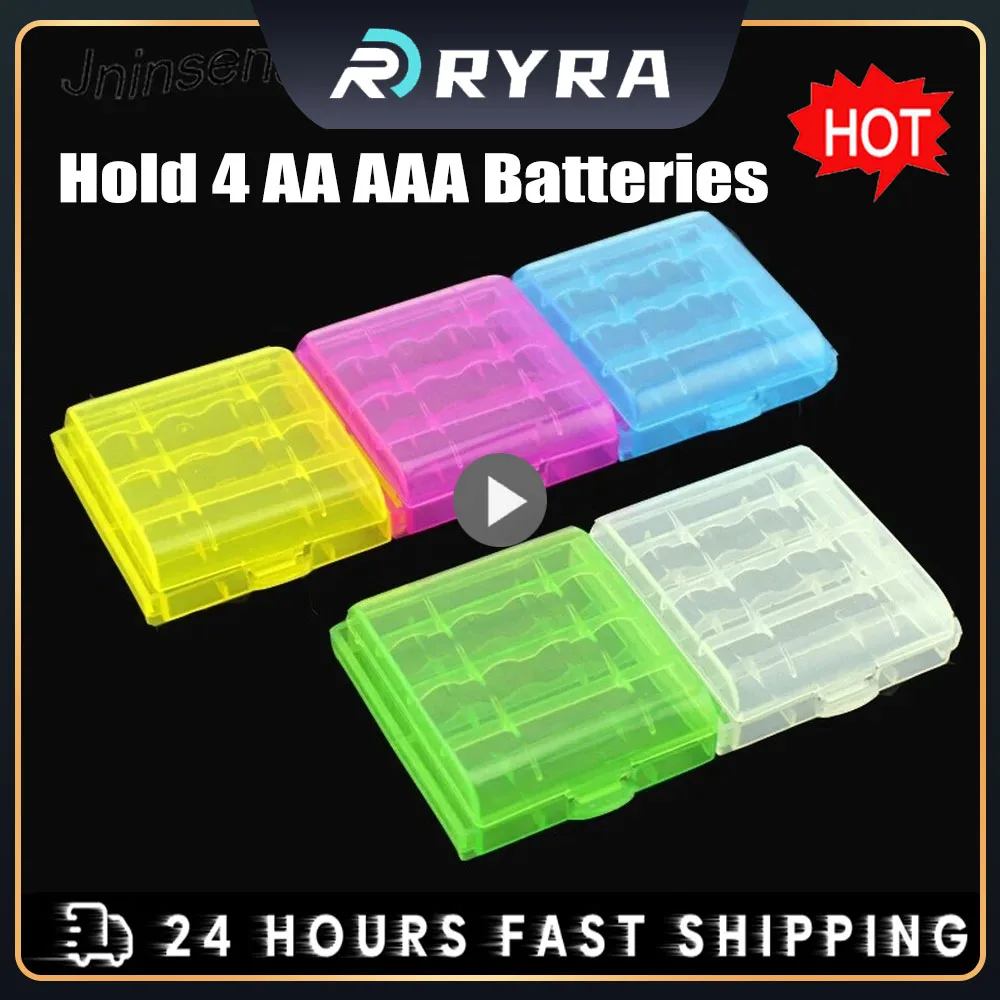 Colorful Plastic Battery Holder Case Hold 4 AA AAA Batteries Hard Plastic Storage Cover For Battery Organizer Container 5 Color