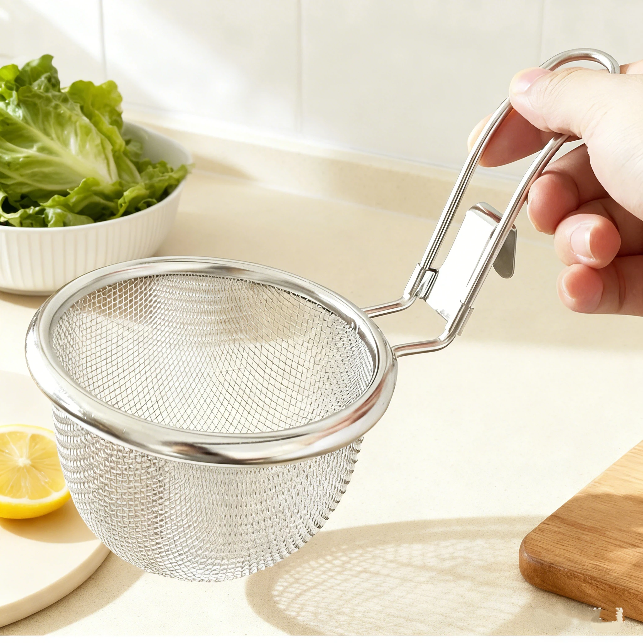 WORTHBUY 304 Stainless Steel Colander Hanging Hot Pot Food Strainer Multi-functional Fine Mesh Sieve Noodles Filter Kitchen Tool