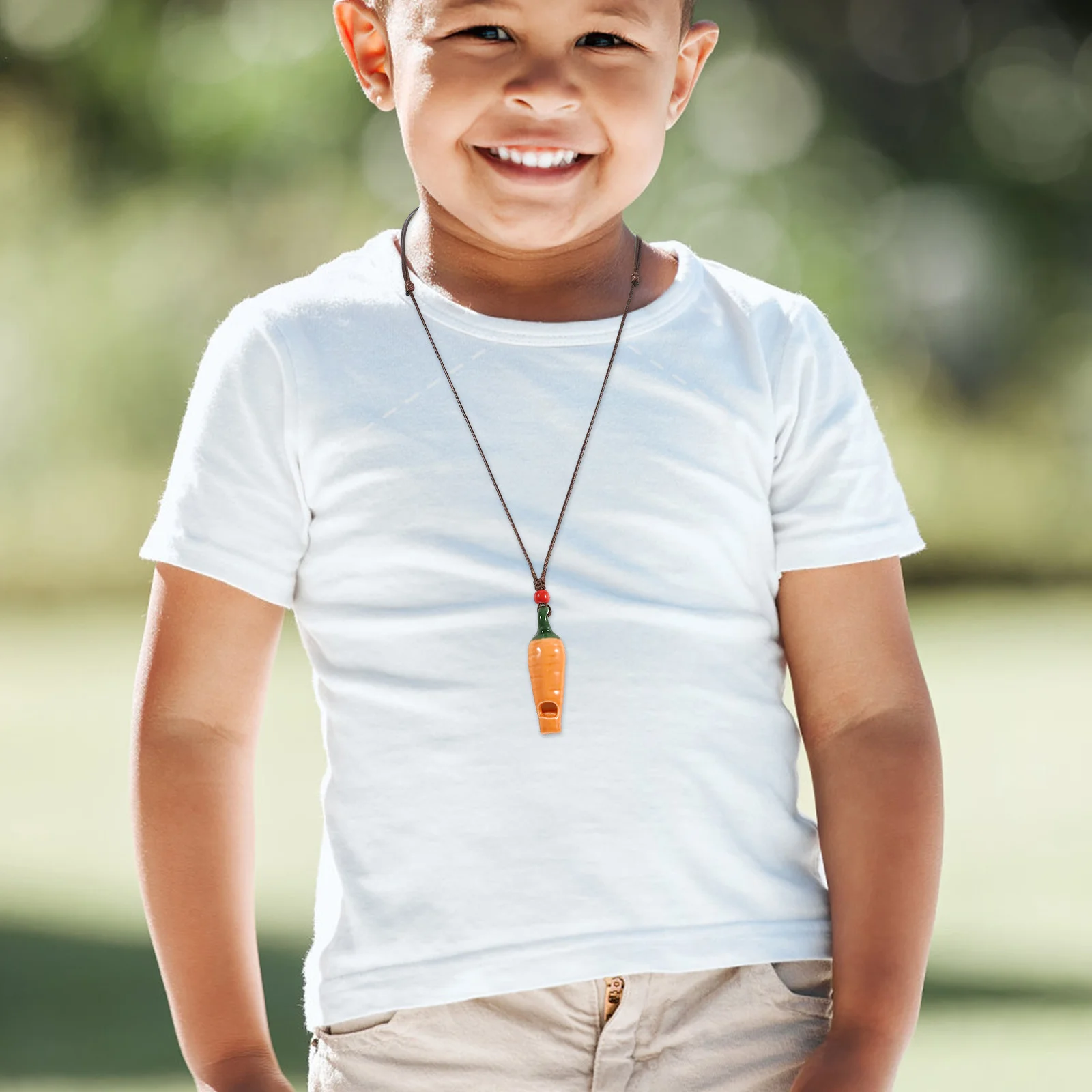 3 قطع من السيراميك للأطفال بتصميم الجزرة، صانع صوت ممتع لتطوير الإبداع الموسيقي وتزيين القلادة