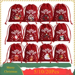 5/10/20Pcs 10x12cm Christmas Gift Velvet Drawstring Bags Bracelet Jewelry Candy Packaging Bag