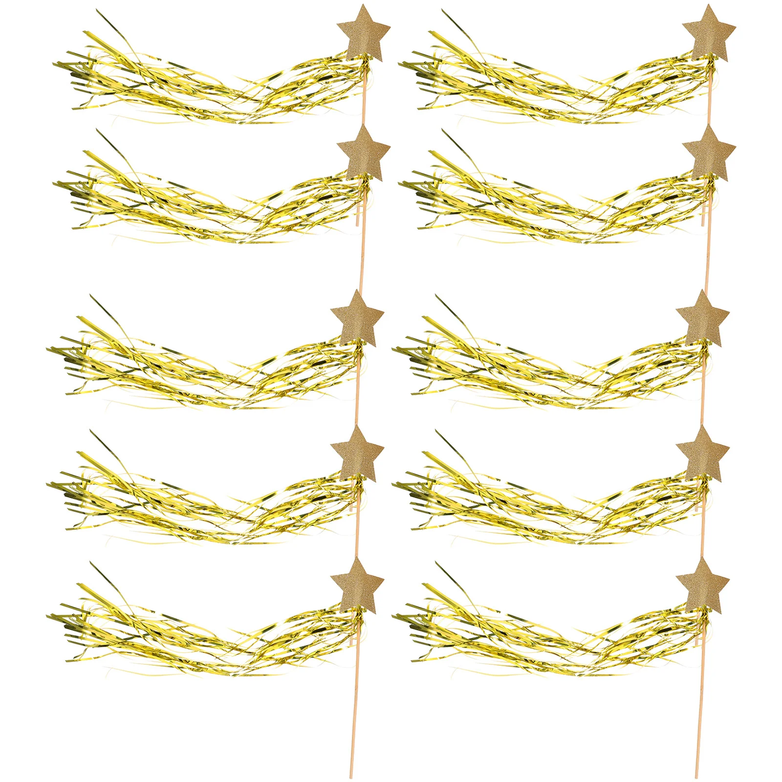 

10pcs Fairy Star Ribbon Design Glitter Wand For Party Cosplay Stage Performance Prop Handheld Angel Stick Decorative Wand