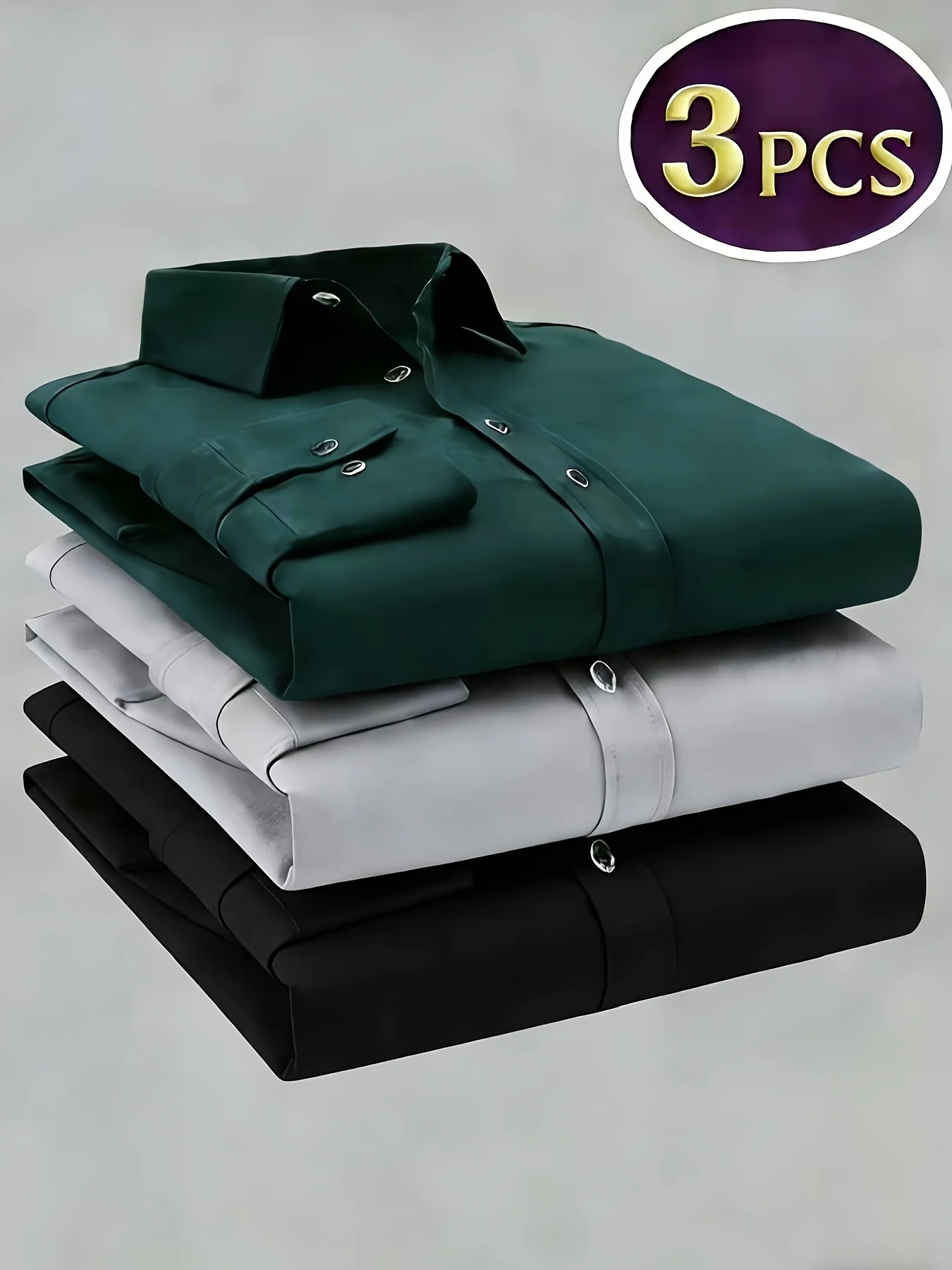 

3er-Pack Herbst- und Winterhemd für Herren, weiß, langärmlig, große Größe, formelles Business-Hemd, Hochzeitsbräutigam, knittera