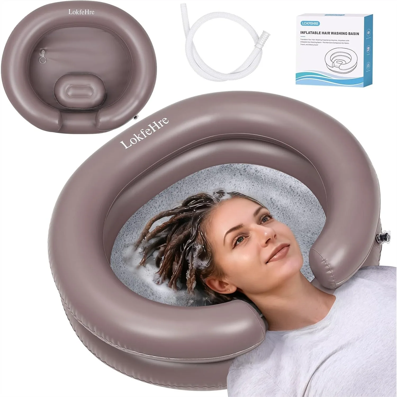 

Inflatable Hair Washing Basin for Bed Care - Portable Shampoo Bowl for Bedridden, Elderly, Disabled