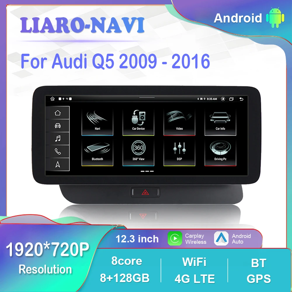 

12.3 inch Android Car Radio Video Multimedia Player GPS 4G WiFi Bluetooth for Audi Q5 2009 - 2016 1920*720 HD Touch Screen