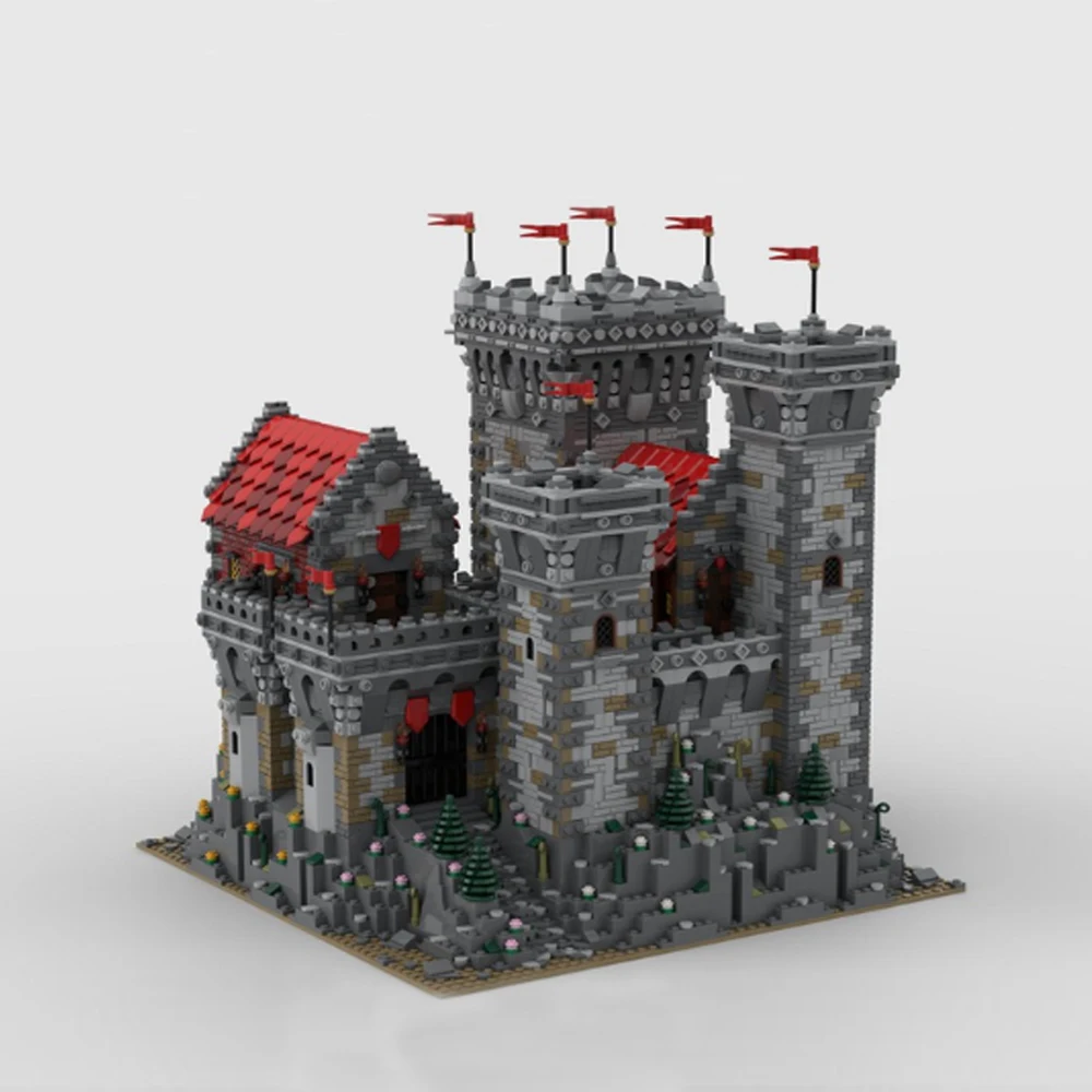 

NEW 6524pcs MOC European Medieval Street View Redrock Castle DIY creative ideas Retro child Toy Birthday Gift building blocks