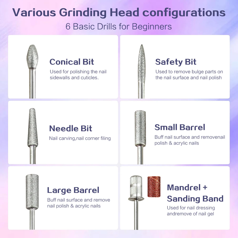 35000 دورة في الدقيقة المهنية مسمار الحفر 2 في 1 المحمولة مسمار الحفر ومجفف مخرطة الأظافر الكهربائية مع الأشعة فوق البنفسجية LED مصباح مانيكير الرعاية #6