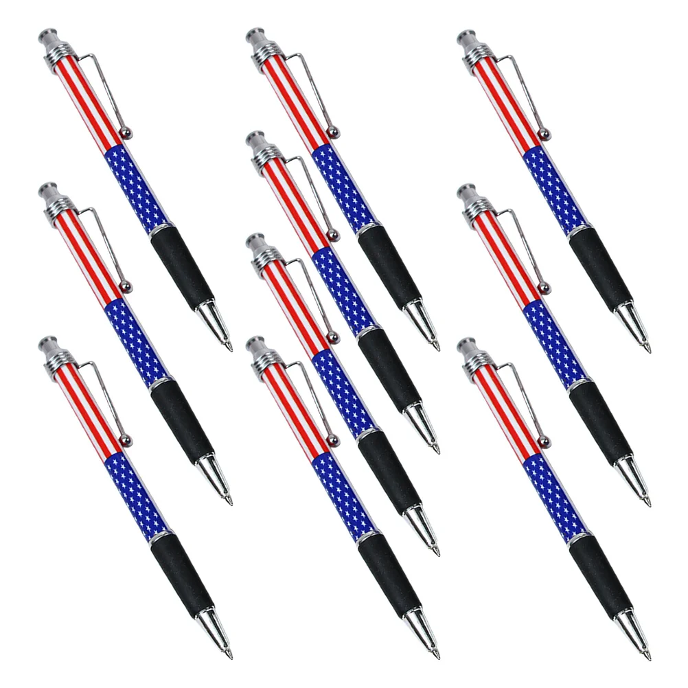

10Pcs Patriotic Flag Ballpoint Pens Retractable Smooth Writing Tool for Office School Home Supplies Memorial Day 4th of July