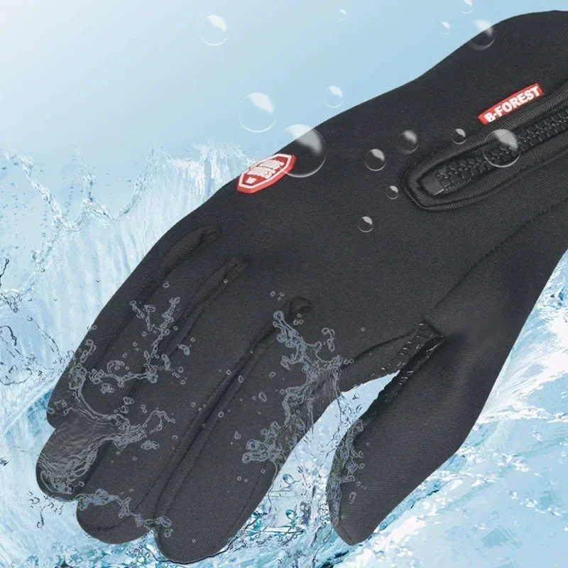 Winter Gloves For Men Waterproof Windproof Cold Gloves Snowboard Motorcycle Riding Driving Warm Touchscreen Zipper Glove