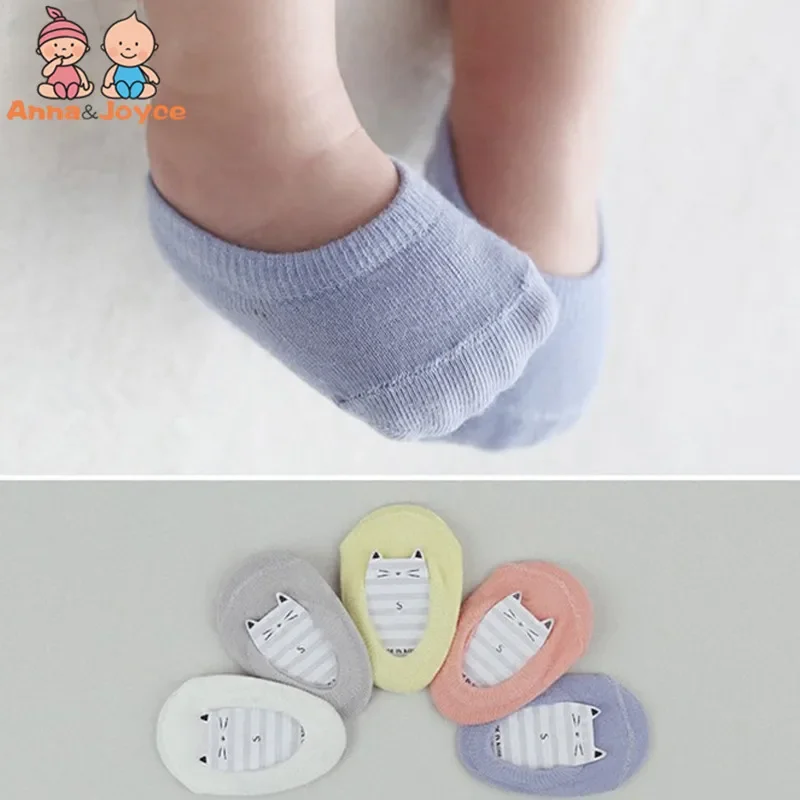 5pairs/Lot Fashion Children's Invisible Boat Socks Baby Non Slip Socks Cotton Sock for Girl and Boy