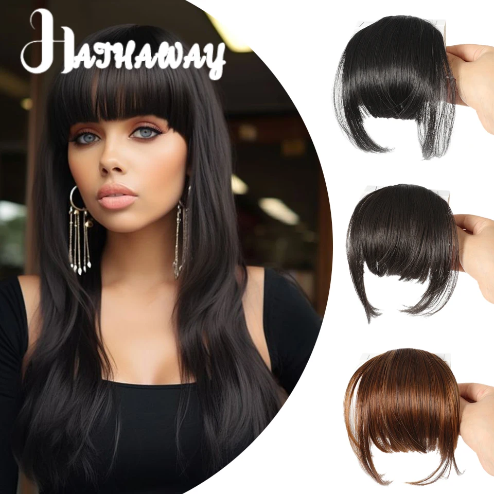 Air Bangs 6-inch Straight Hair Bangs Wig Natural Black Thick Bangs BB Clip Synthetic  Air Bangs Suitable For Female Daily Wear