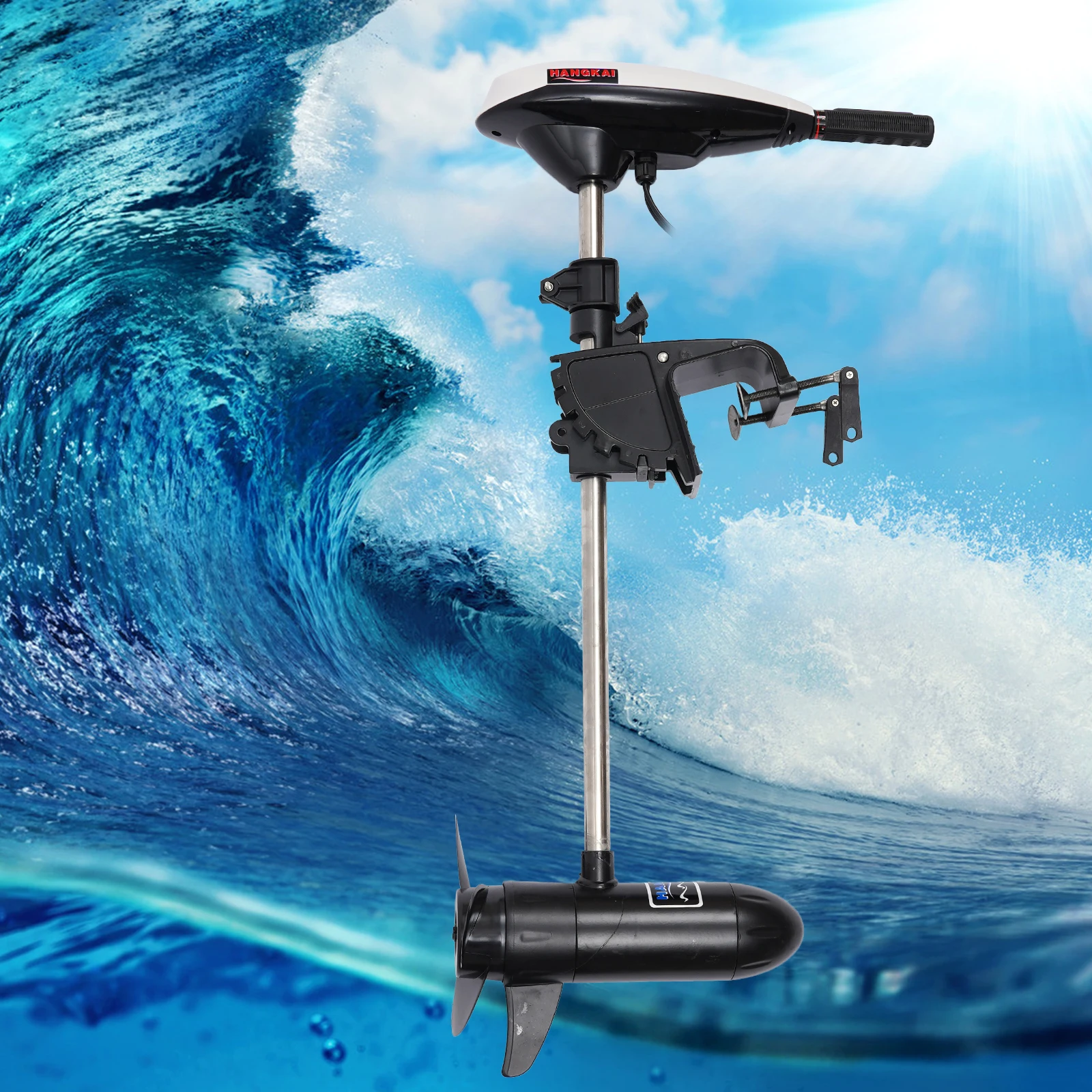 

45LBS Marine Electric Thruster 4-5km/2.48-3.1miles/h ET45L 3 leaves/10.6 12V