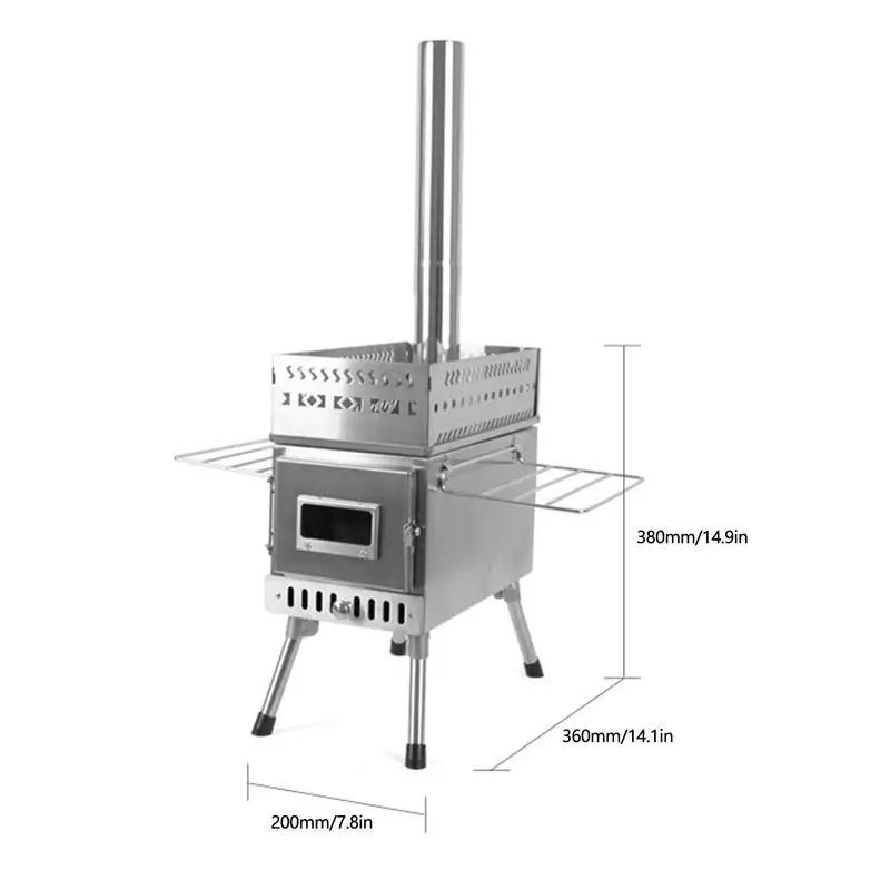 Imagem -06 - Camping Folding Fogão a Lenha com Caixa de Armazenamento Tenda de Aquecimento Lenha Portátil Sauna Fogão com Carvão Lenha