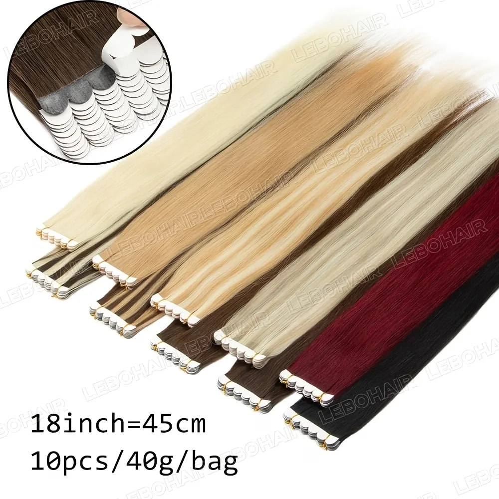 18 inches Butterfly Mini Tape in Human Hair Extensions Multiple Colors 10pcs/set 40g Seamless Adhesive Tape Hair