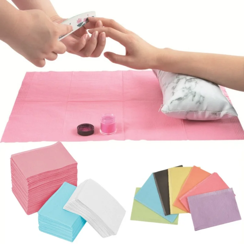 

25pcs/50pcs Disposable Nail Table Mat Multi-functional Tattoo Oil-proof Mat Cloth Foot Towel Beauty Non-woven Fabric Hand Pillow