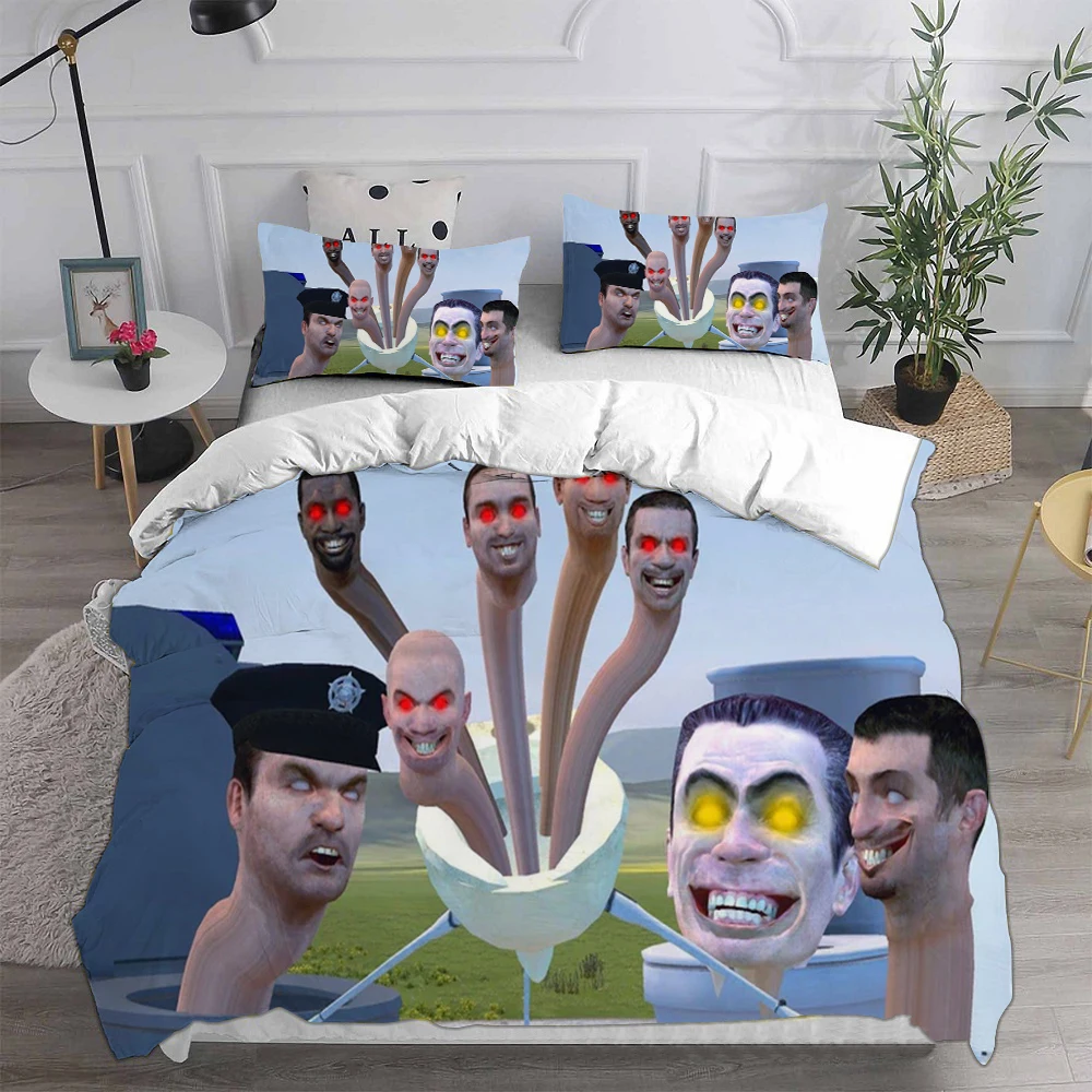 لعبة Skibidi المرحاض Arale المعزي مجموعات الفراش لحاف غطاء السرير غطاء لحاف كيس وسادة 2-3 قطع مجموعات الاطفال الكبار الحجم