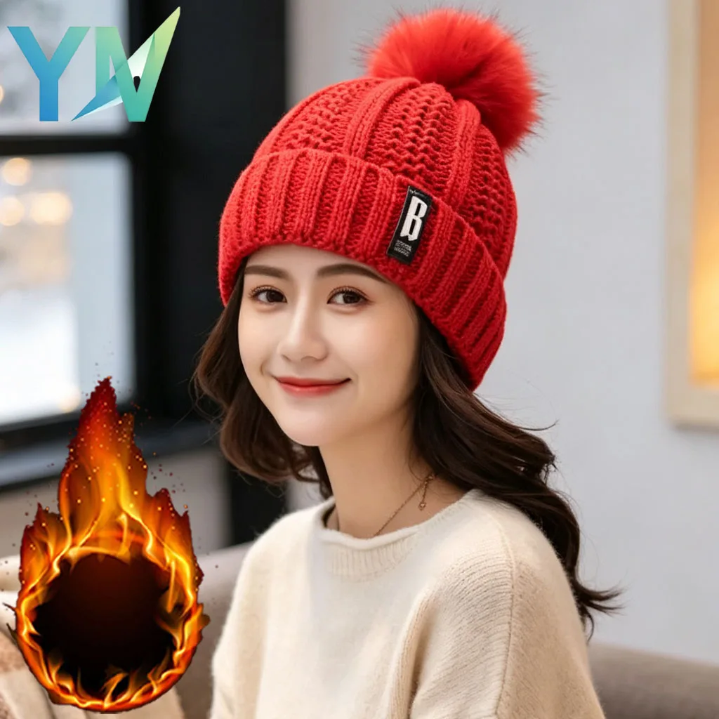 1-5PCS Ladies Knit Hat Winter Cute Pom Pom Beanie Cozy Warm for Outdoor Casual Walk Park Weekend Party Fashion Style