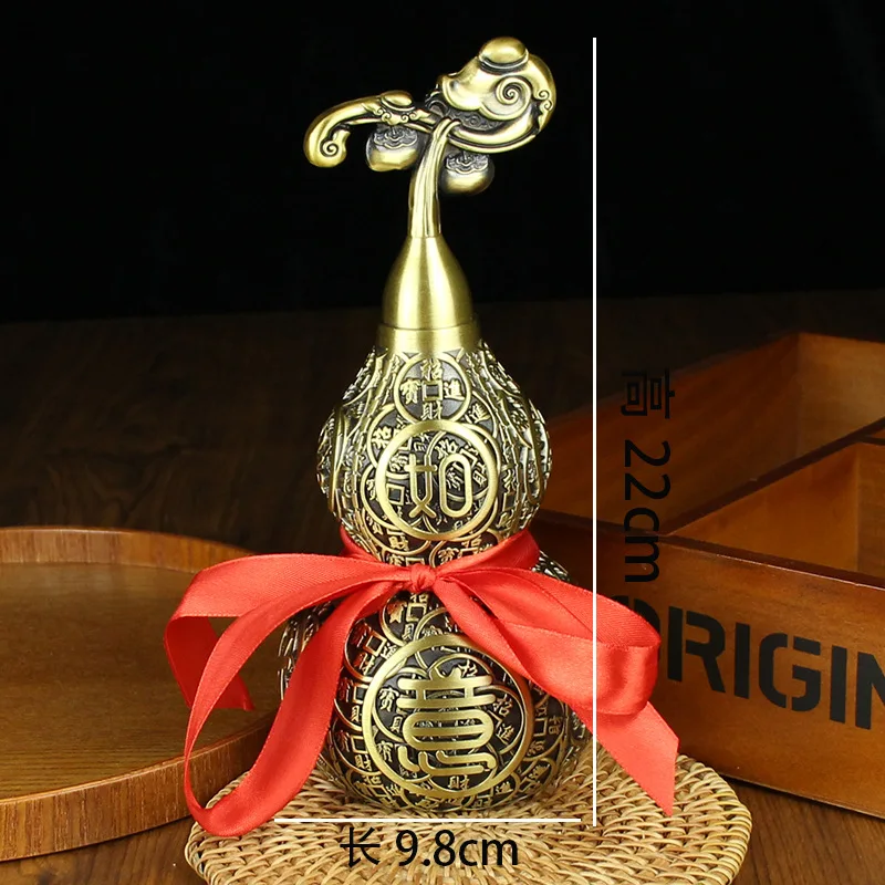 

Brass Ruyi Living Study Room Auspicious Pure Ornament Large Copper Gourd Metal Craft