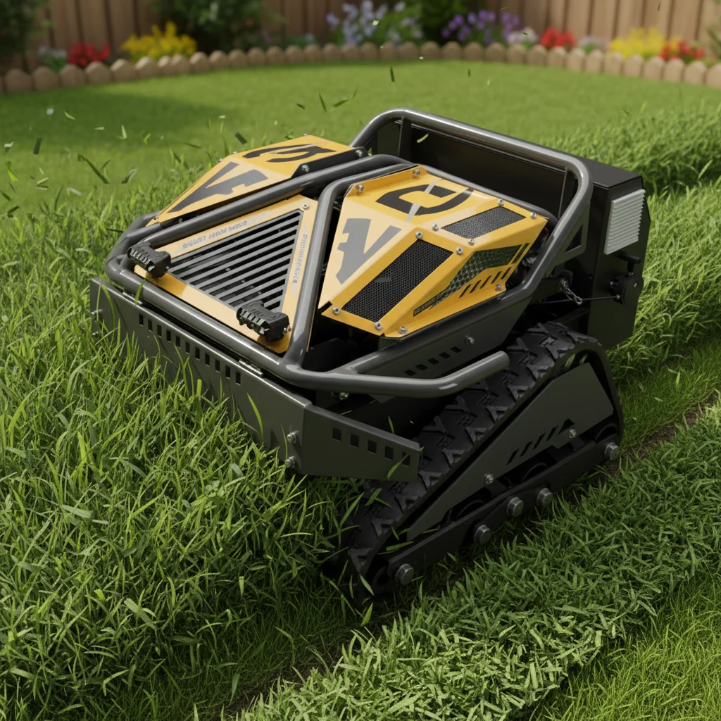 Wireless Remote Control Tracked Lawn Mower Crawler All Terrain Grass Cutter for Farm Garden
