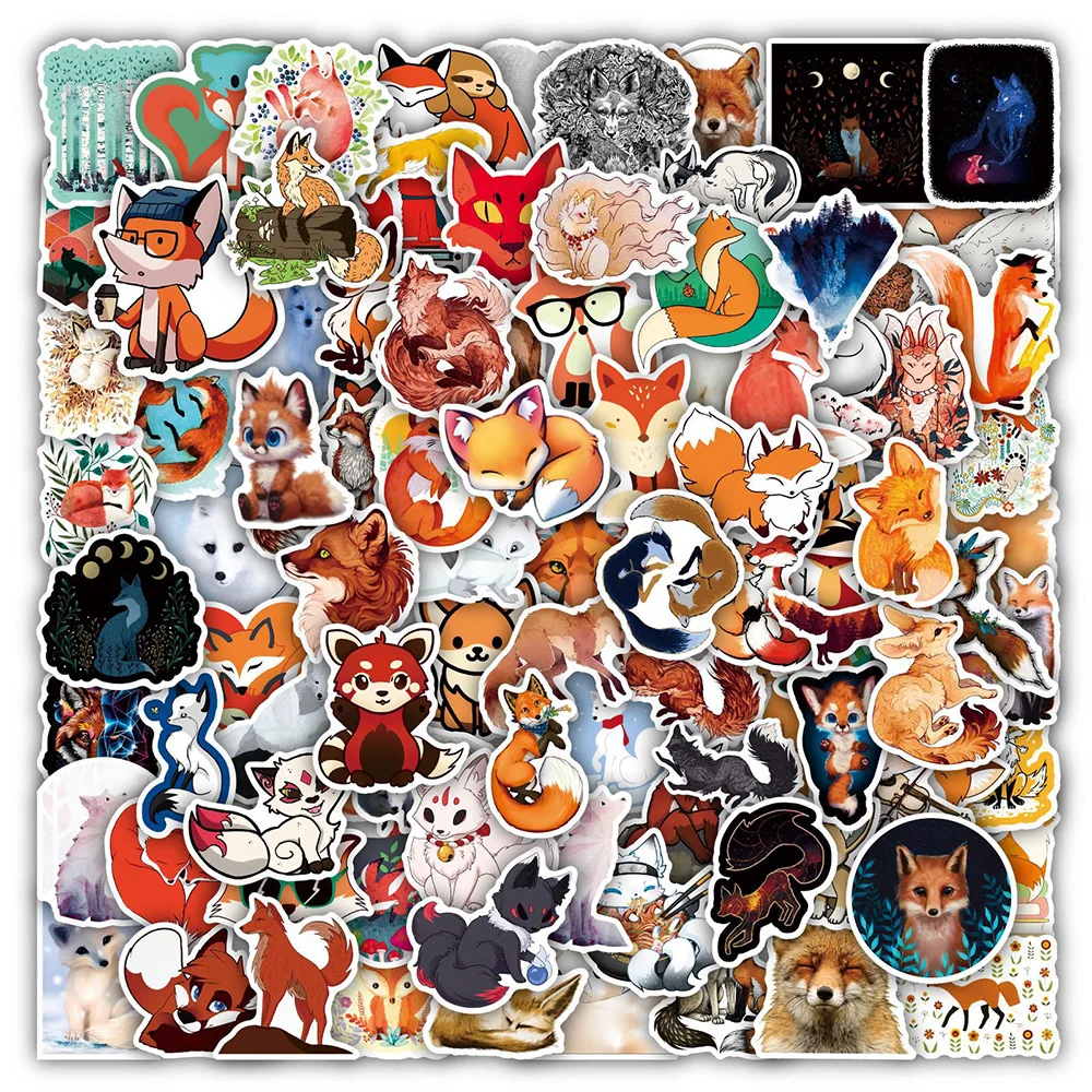 

10/30/50/100pcs Lovely Fox Cartoon Stickers Animal Decals DIY Stationary Laptop Phone Waterproof Kawaii Vinyl Sticker for Kids