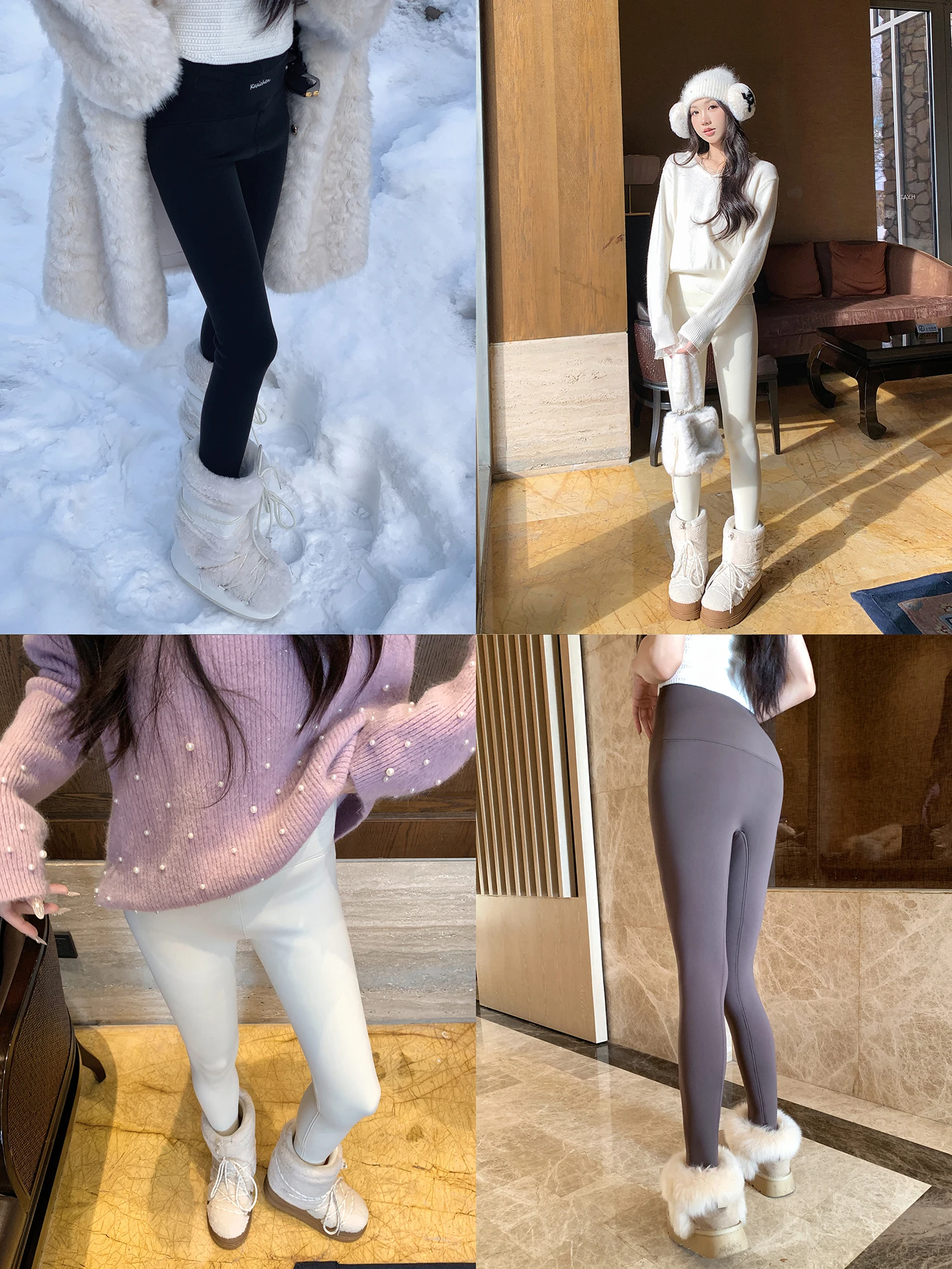 

Fce Lined High Waist arkskin Yoga Pants Thiened Autumn Winter Women's Boting Trousers Casual Long Pants Polyester F...