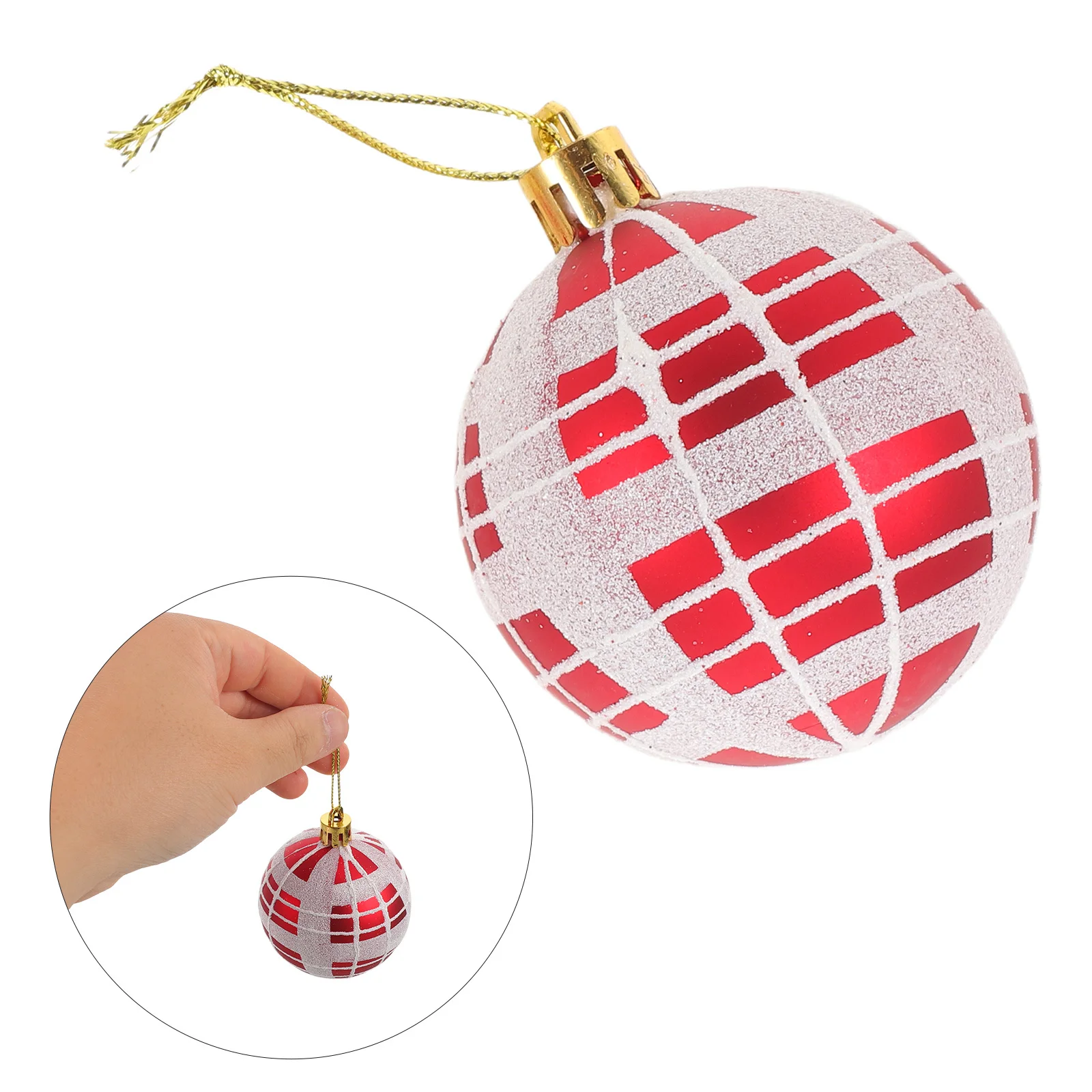 

6Pcs Shatterproof Christmas Ornaments Plaid Plastic Ball Xmas Tree Hanging Baubles Holiday Decor Ornament Balls