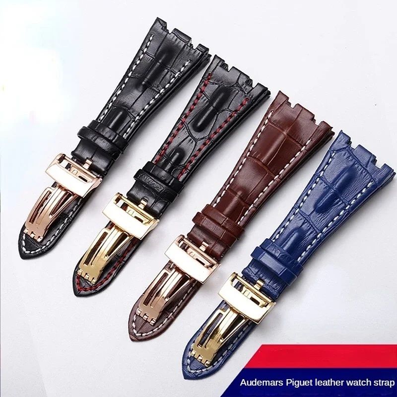 Luxury Cow Leather Watchband for Audemars Piguet Royal Oak Series 15710 15703 15706 26470 26471 26474 Soft 28mm Watch Strap