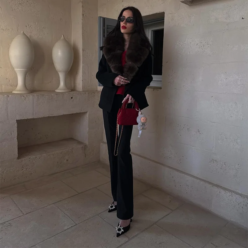 

Mature Thick Coat Warm Retro Trend Women's Outerwears Fashion Versatile Chic Winter Faux Fur Stylish Lady Street Wear