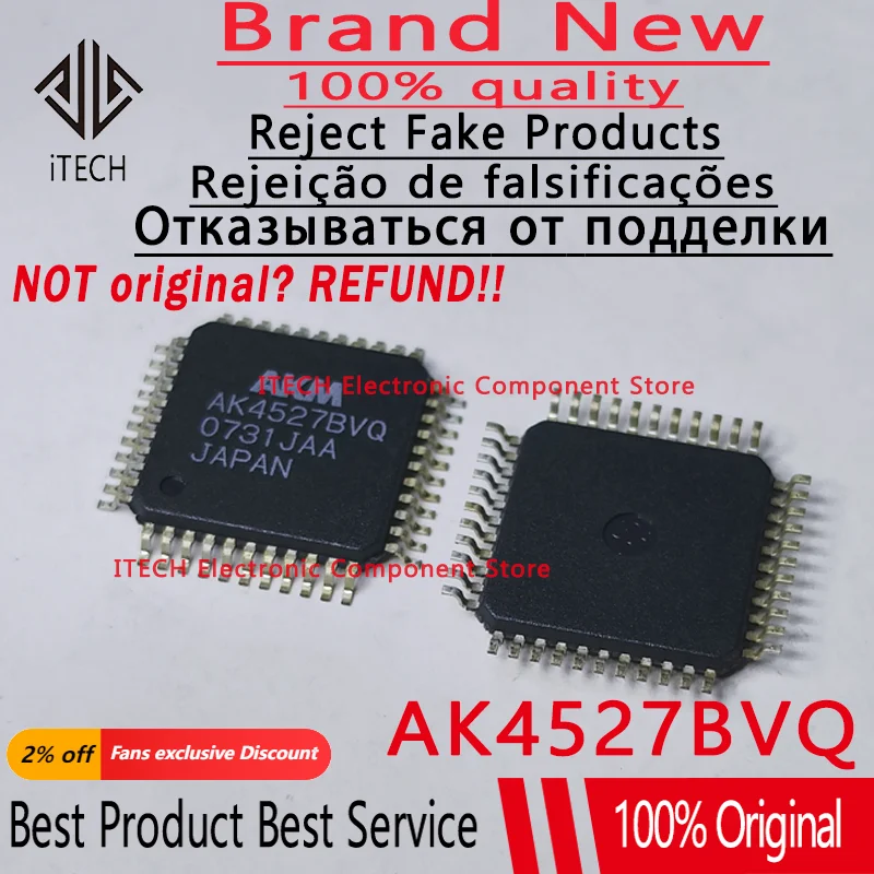 IC original, AK4527, AK4527BVQ, QFP44, novo, 1PC
