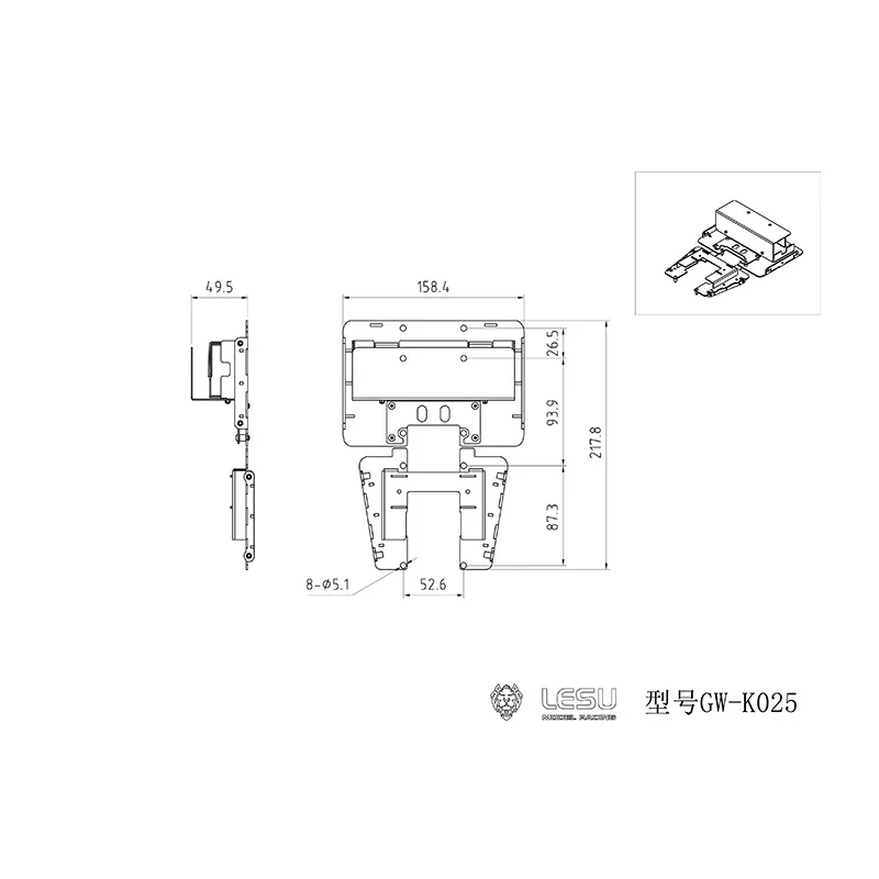 1/14 modelo de caminhão mica segundo andar painel conjunto GW-K025 para tamiya king reboque cabeça