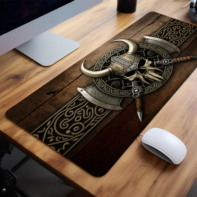 Viking Norse Skull XXL Gaming Mouse Pad Non-Slip Stitched Edge Desk Mat Home Office Gift for Gamers desk accessories table mat