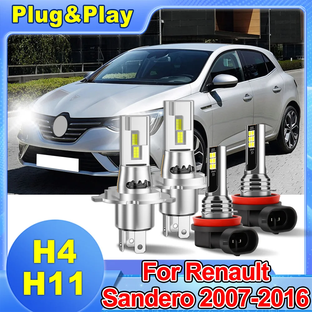 

For Renault Sandero 2007-2016 LED Headlight Conversion Kit Hi/Low Beam Fog Light Bulbs 3570 CSP Chips H4 H11 Compatible Car Ligh