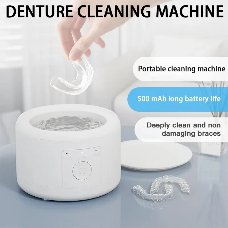 50KHz Sonic Braces & Jewelry Cleaner, USB Rechargeable Multi-Function for Orthodontic Retainers, Dentures, High Frequency