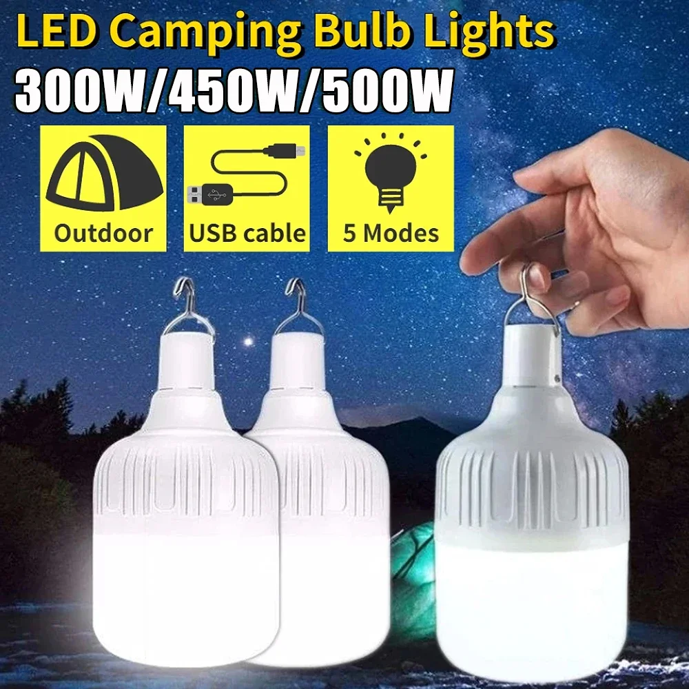 Portable Camping Lights USB Rechargeable Led Light Camping Lantern Emergency Bulb High Power Tent Lights for Patio Porch Garden