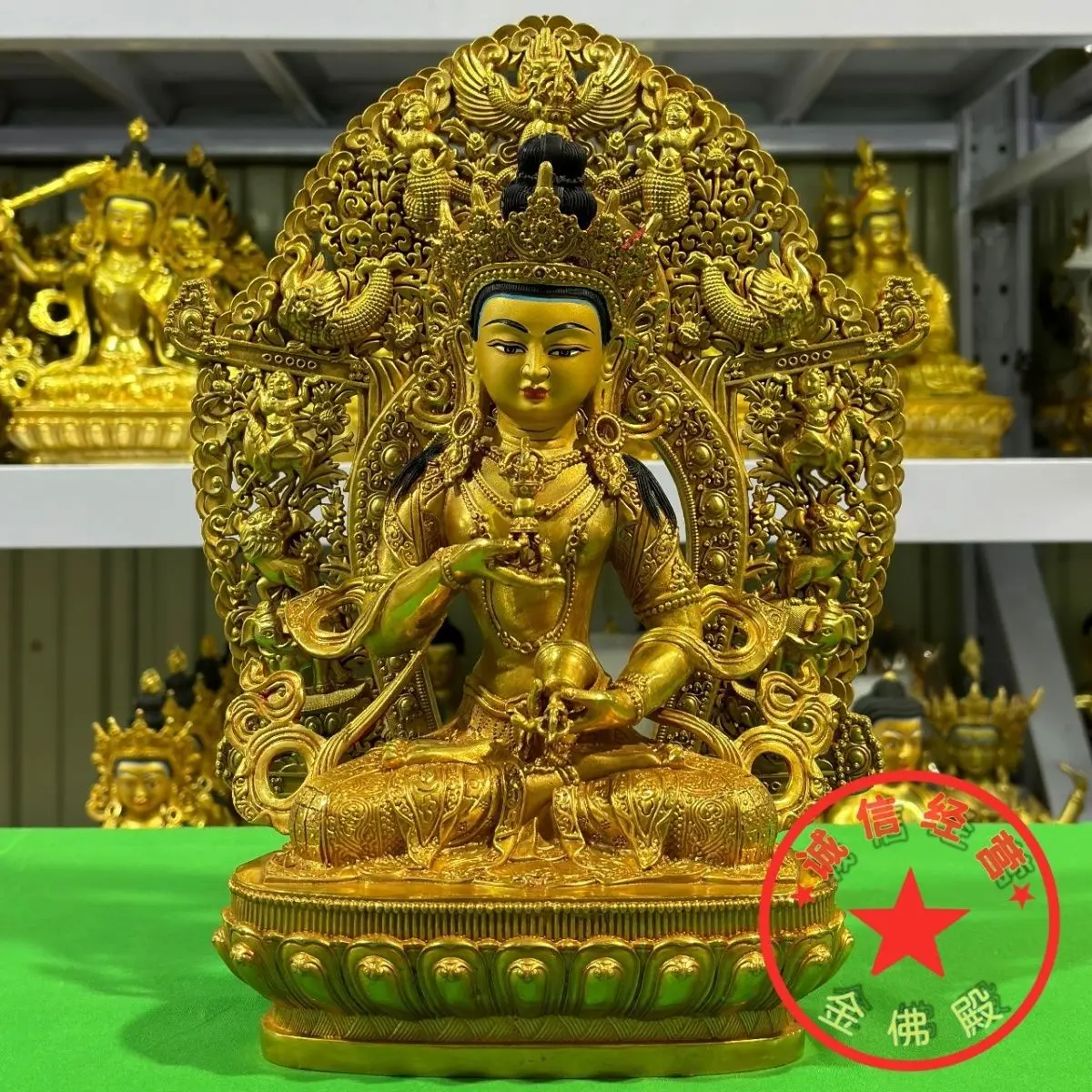 Vajra Buddha Bodhisattva Tibetan 10 inch with backlight pure copper gilt bronze statue Tantra 33cm Buddha statue