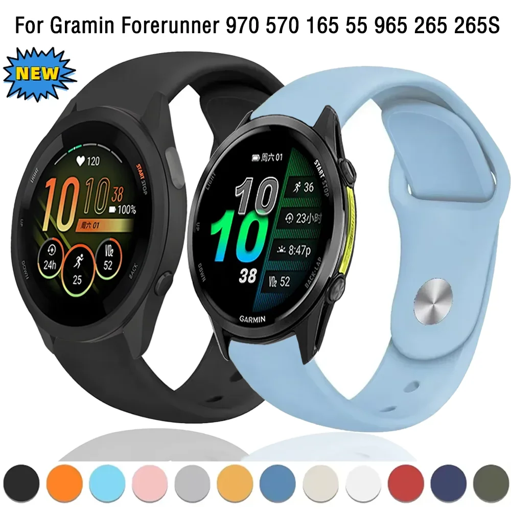 18/20/22 مللي متر حزام سيليكون ناعم لـ Gramin Forerunner 970 570 165 55 965 265 265S سوار Garmin Venu 3 3S Vivoactive 6 5 Band #1