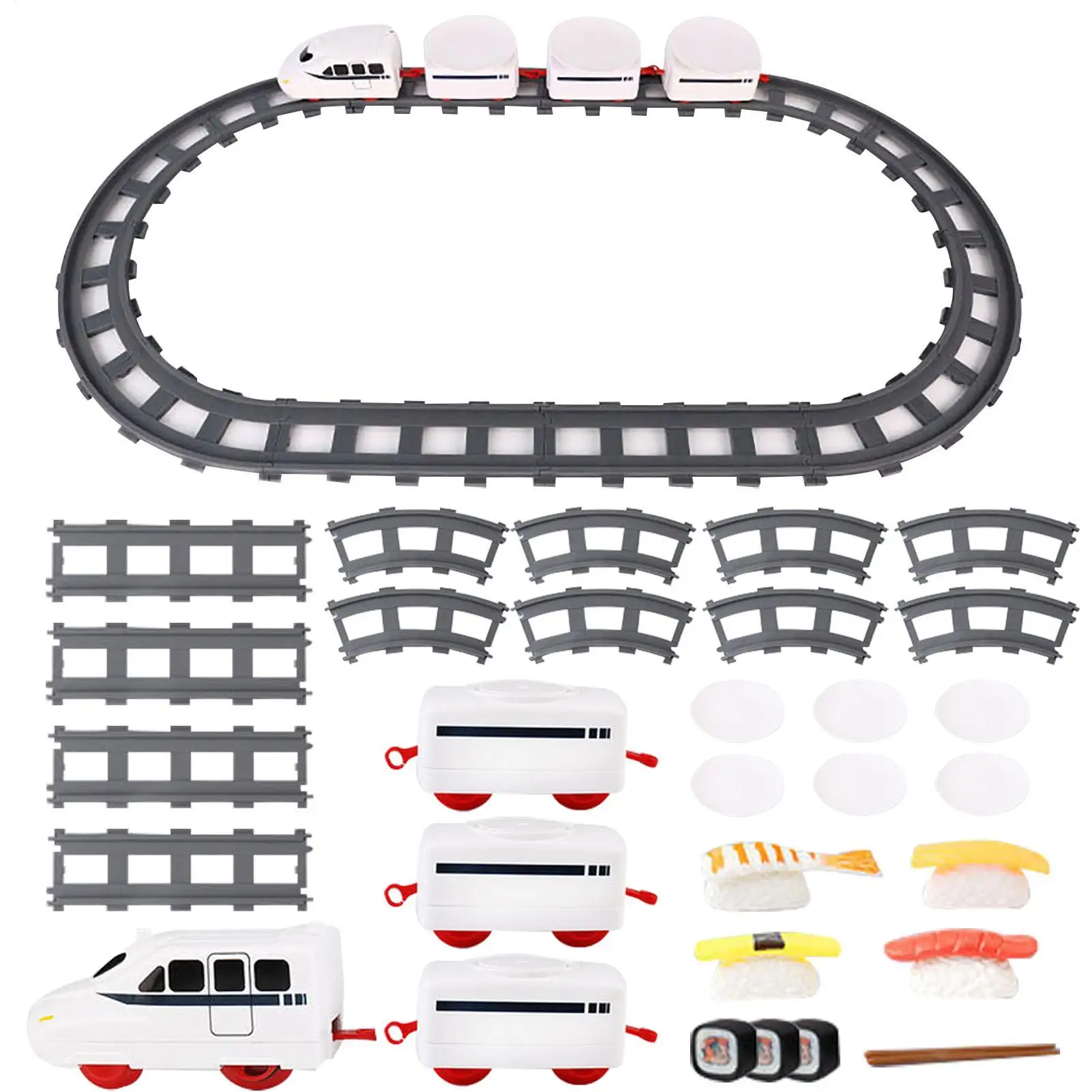 Conveyor Belt Rotary Sushi Toy Pretend Play Electric Track Trains Rotary Rail Car Sushi Rail Simulation Model Toys For Children