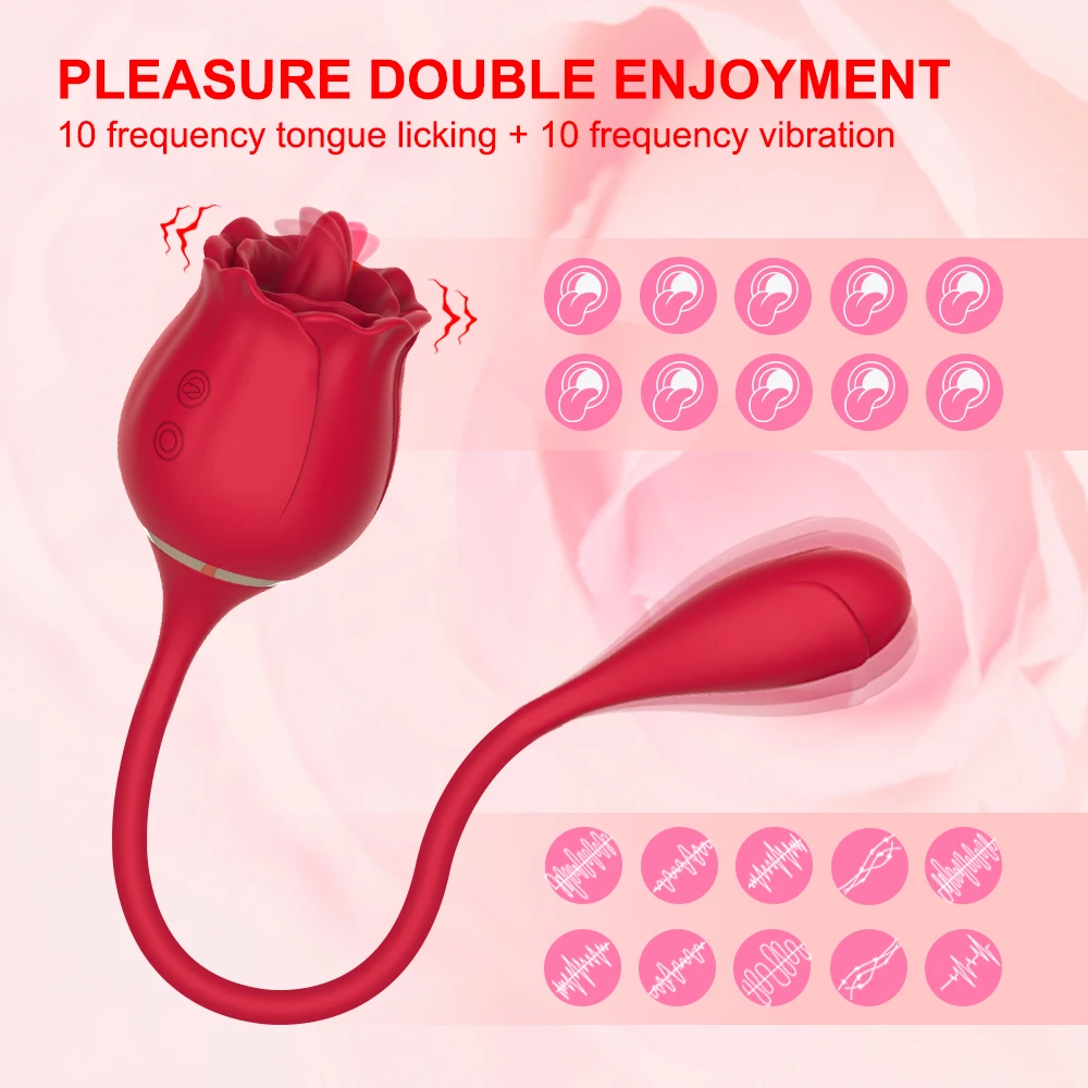 Rose Vibrator for Woman G Spot Clitoral Stimulation Tongue Licking Massager Vagina Clit Nipple Adults Sex Toys for Female