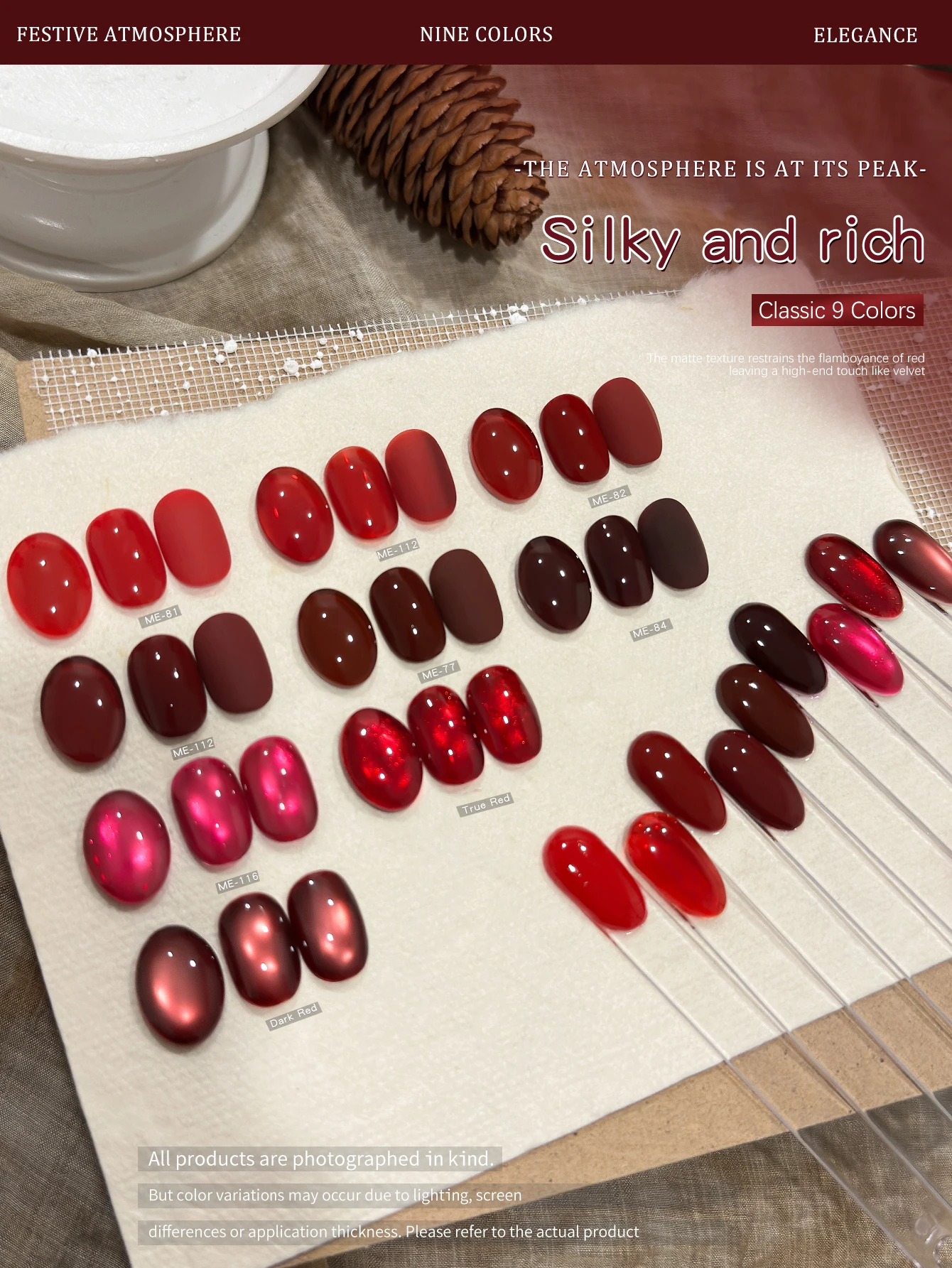 XEIJAYI 1/9 Stück 15ml Hochglanz Rote Serie Katzenauge Gel-Nagellack-Set in Verschiedenen Farben Abziehbarer UV/LED-Lack – Detail 4
