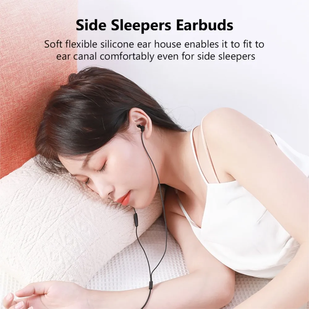 Soft Sleeping Headphone Silicone Anti-fold Headset In-Ear Earphones With Noise Cancelling 3.5mm Headphones Universal For Huawei