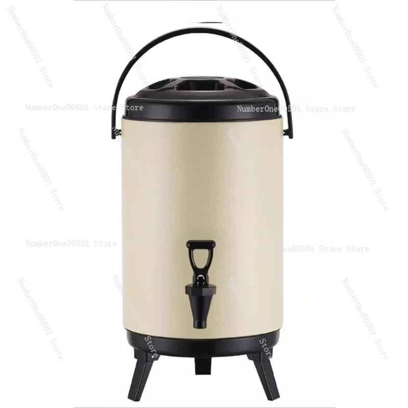 

Ведро для чая с молоком из нержавеющей стали, двухслойное ведро для чая с горячей и холодной водой большой емкости, коммерческое ведро для чая