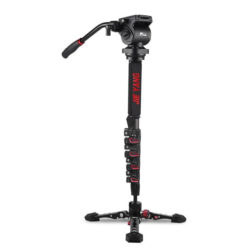 Jieyang 0619B second-generation carbon fiber monopod professional portable photography camera bracket hydraulic PTZ monopod