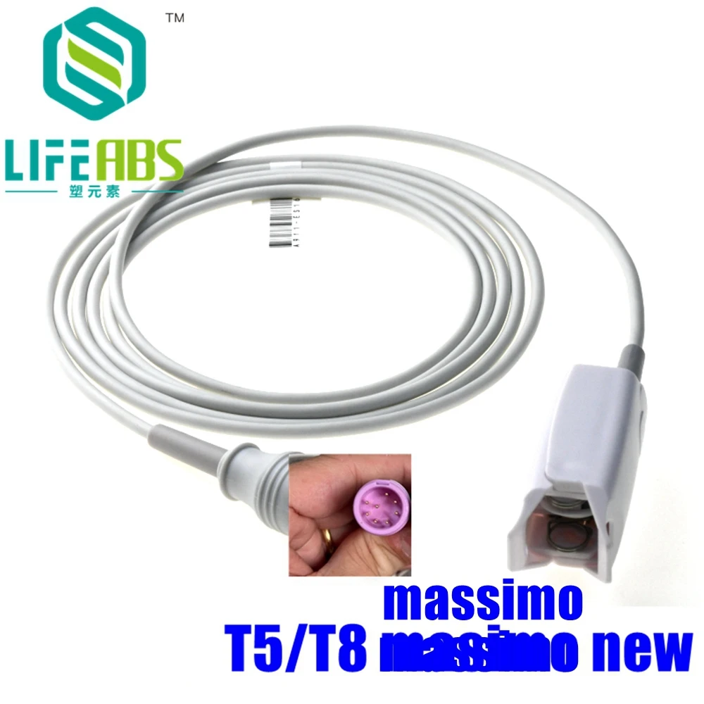 

Child Finger Clip Ear Clip Silicone Long Cable Reusable Spo2 Oxygen Sensor for Min*dr*ay T5/T8 Massimo New Patient Monitor